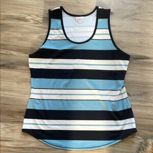 EUC Lularoe Women's Striped Sleeveless Top - Blue and Black - Size 3XL